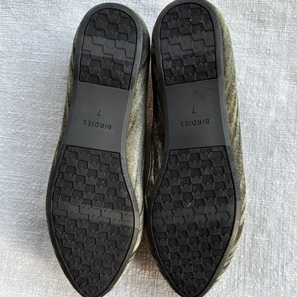 Birdies The Heron Loafers Green Crushed Velvet Flats Sz 7 - Picture 10 of 11